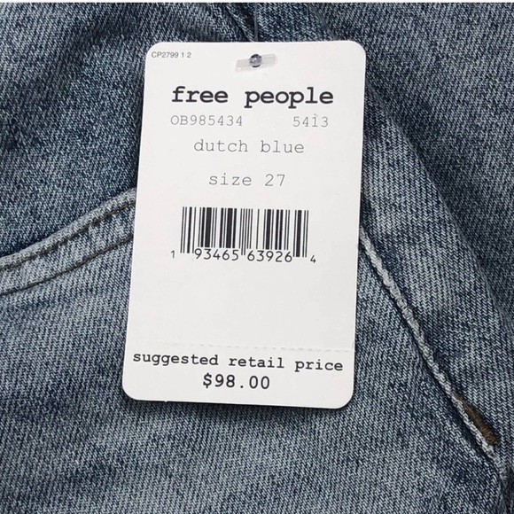Free People Relaxed Straight Slouch Dutch Blue Sz. 27 NEW - Picture 9 of 9